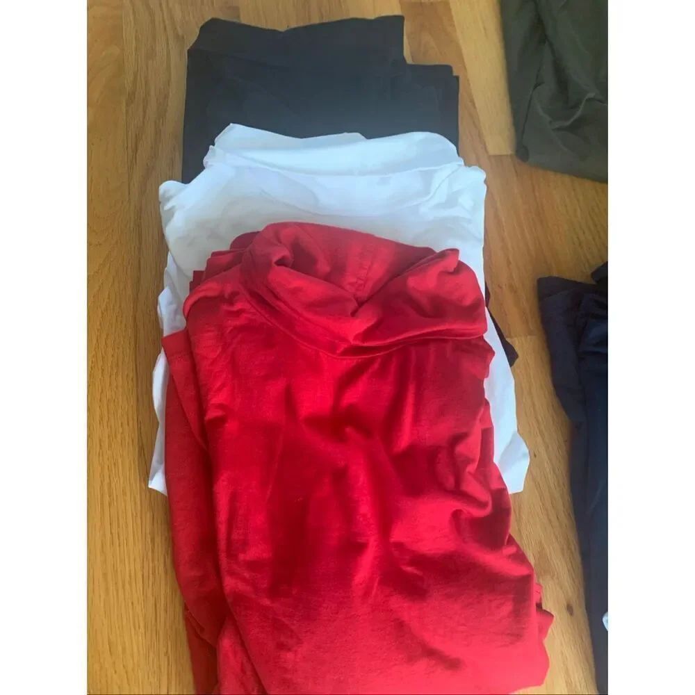 Bundle of 3 Lands’ End Women’s cotton stretch knit "shaped fit" turtlenecks